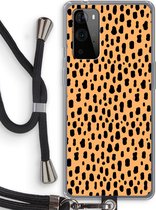 Case Company® - Hoesje met koord geschikt voor OnePlus 9 Pro hoesje met Koord - Panter - Telefoonhoesje met Zwart Koord - Bescherming aan alle Kanten en Over de Schermrand