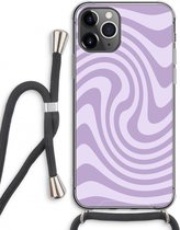 Case Company® - Hoesje met koord geschikt voor iPhone 11 Pro Max hoesje met Koord - Swirl Paars - Telefoonhoesje met Zwart Koord - Extra Bescherming aan alle Kanten en Over de Schermrand