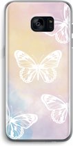 Case Company® - Hoesje geschikt voor Samsung Galaxy S7 Edge hoesje - White butterfly - Soft Cover Telefoonhoesje - Bescherming aan alle Kanten en Schermrand