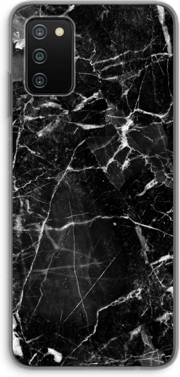 Case Company® - Samsung Galaxy A03S hoesje - Zwart Marmer - Soft Cover Telefoonhoesje - Bescherming aan alle Kanten en Schermrand