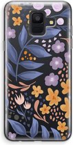 Case Company® - Hoesje geschikt voor Samsung Galaxy A6 (2018) hoesje - Flowers with blue leaves - Soft Cover Telefoonhoesje - Bescherming aan alle Kanten en Schermrand