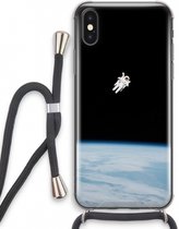 Case Company® - Hoesje met koord geschikt voor iPhone X hoesje met Koord - Alone in Space - Telefoonhoesje met Zwart Koord - Extra Bescherming aan alle Kanten en Over de Schermrand