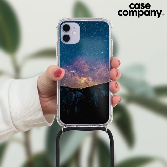Case Company® - Coque pour iPhone XR avec cordon - Voyage dans l'espace - Coque pour téléphone avec cordon Zwart - Protection Extra sur tous les côtés et sur le bord de l'écran