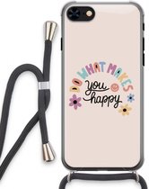 Case Company® - Hoesje met koord geschikt voor iPhone 7 hoesje met Koord - Happy days - Telefoonhoesje met Zwart Koord - Extra Bescherming aan alle Kanten en Over de Schermrand