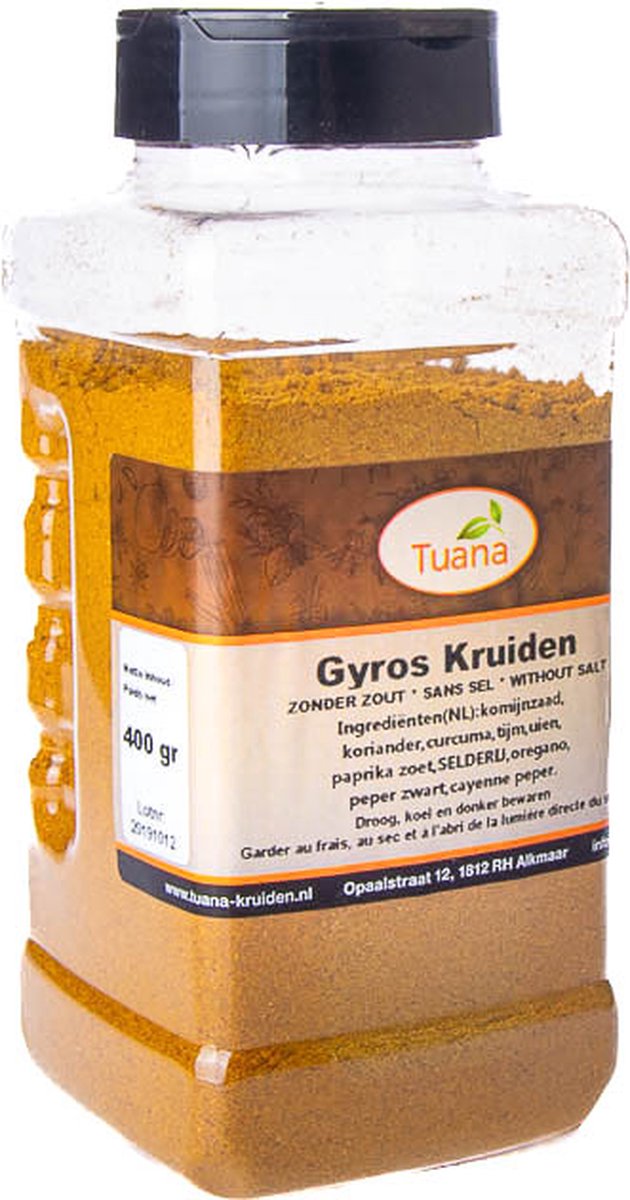 Goedkoopste Tuana Kruiden - Gyros Kruiden Zonder Zout - 400 Gram - GP0086