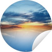 Tuincirkel Zwaan - Zonsondergang - Natuur - 150x150 cm - Ronde Tuinposter - Buiten
