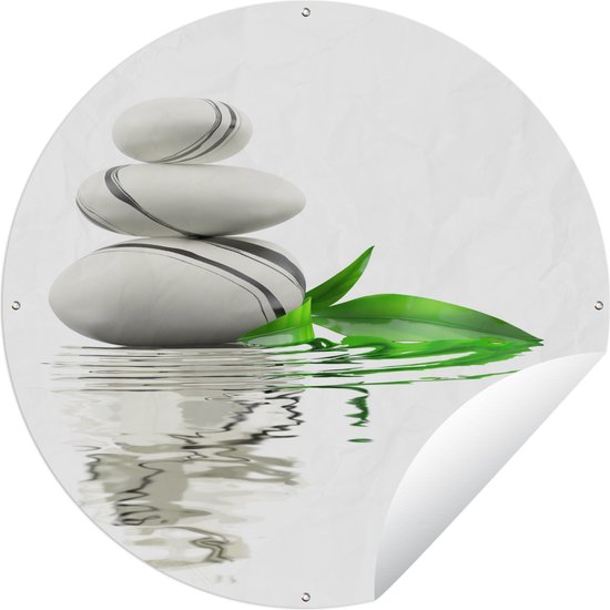 Tuincirkel Zen stenen in het water - 150x150 cm - Ronde Tuinposter - Buiten