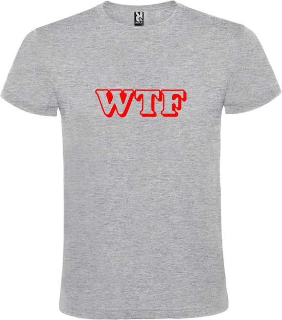 Grijs T-shirt ‘WTF’ Rood