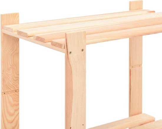 Gros plan détaillé de la construction en bois d'une étagère de rangement.