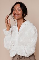 Femme9 Blouse Kristy Blouse With 3d Broderie White Dames Maat - S
