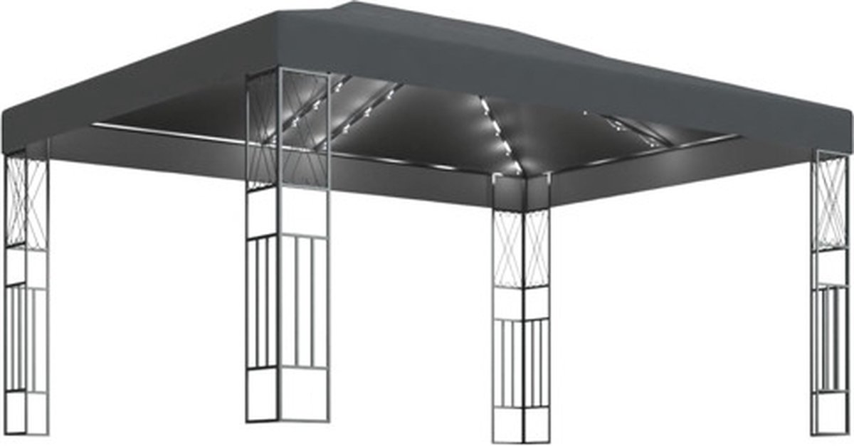 Vidaxl Prieel Met Lichtslinger Antraciet 3 X 4 M Luifel