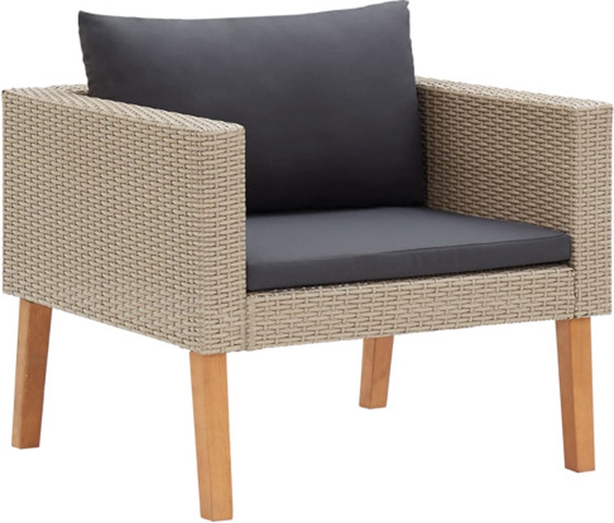 vidaXL - Tuinbank - eenzits - met - kussens - poly - rattan - beige