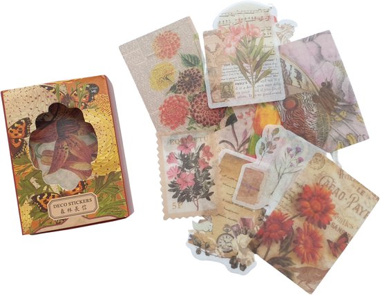 Foto: Vintage stickers 100 stuks butterfly vlinder sticker leuk voor o a bulletjournal scrapbooking en kaarten maken 