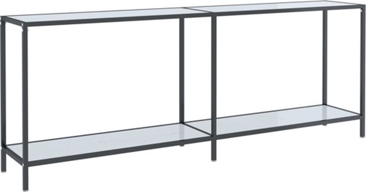 vidaXL Wandtafel - 200x35x75,5 - cm - gehard - glas - wit Wit marmer