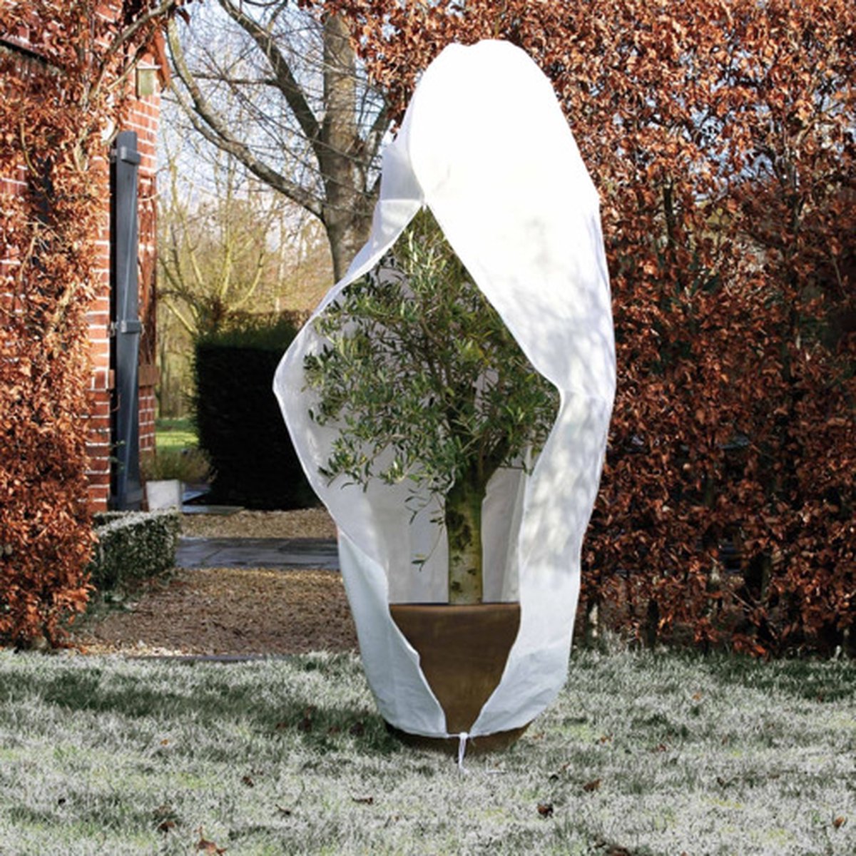 Nature - Winterhoes - 250 x Ø200cm - wit - afdekhoes - met rits