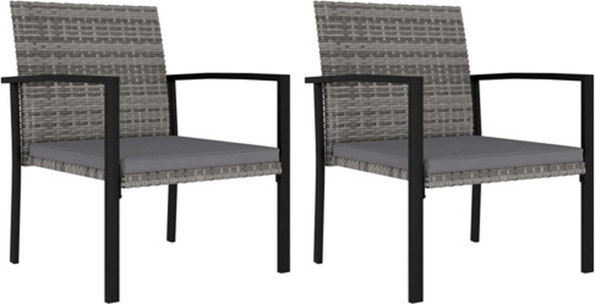vidaXL - Tuinstoelen - 2 - st - poly - rattan - grijs