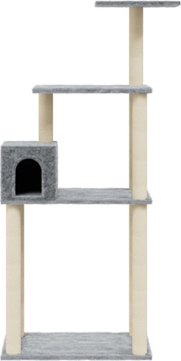 vidaXL-Kattenkrabpaal-met-sisal-krabpalen-147-cm-lichtgrijs