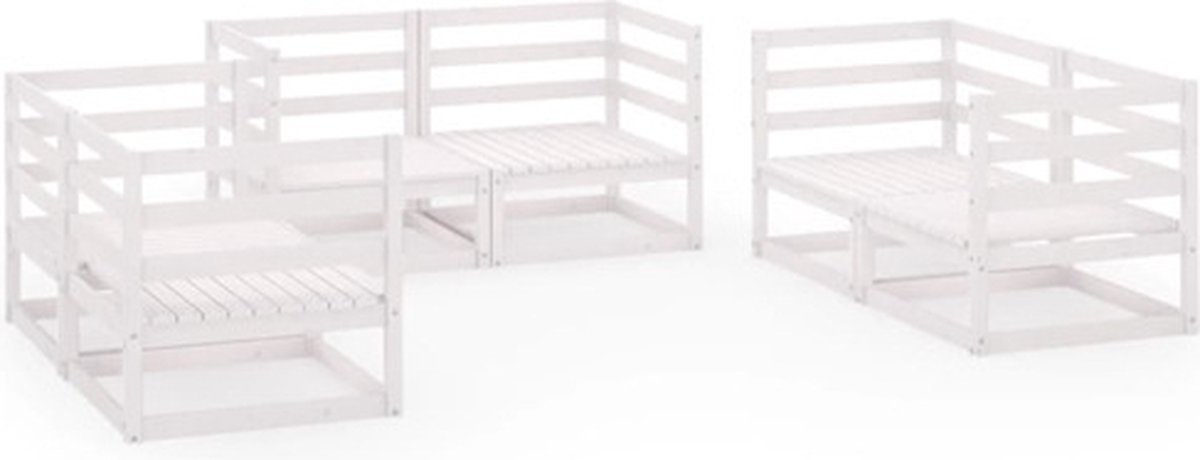 VidaXL balkon loungeset massief grenenhout wit 6-delig