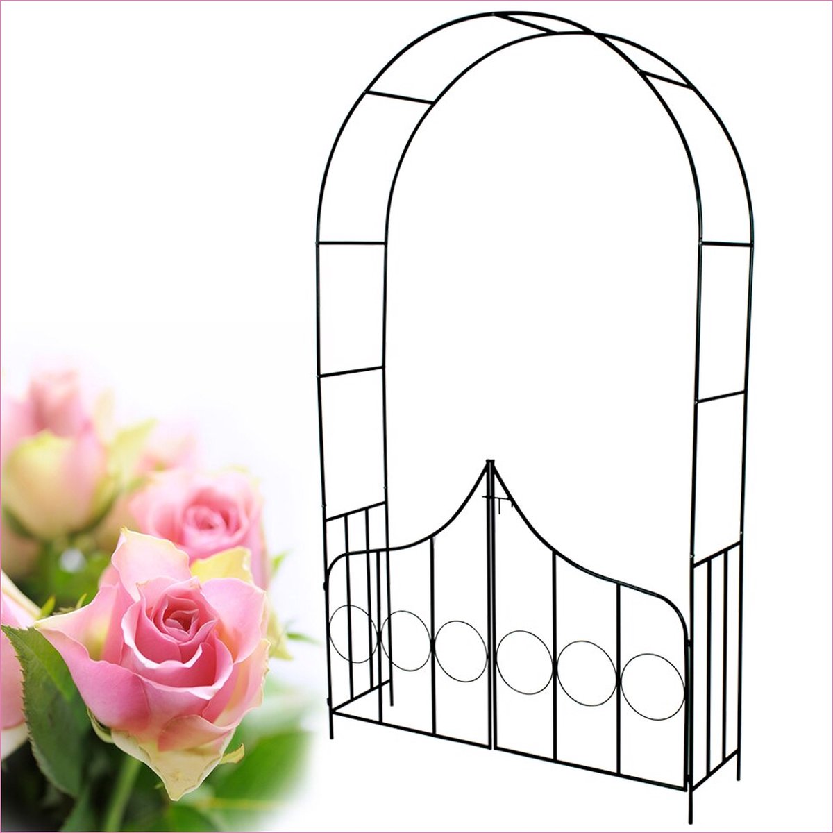 Decoratieve pergola metalen tuinboog grote roos priëlen klimplant steun rooster boog steun vierkante buis 20 mm stevige boog (kleur: wit, maat: 140 x
