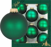 8x Tapis de boules de Noël en verre vert velours 7 cm Décoration sapin de Noël - Décorations de Noël de Noël / Décoration de Noël vert