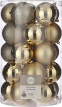 Boules de Noël incassables incassables en or 25 pièces - Boules de Noël dorées 8 cm - Décorations pour sapins de Noël
