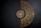 Fotobehangkoning - Gouden Mandala - Vliesbehang - 152,5 x 104 cm