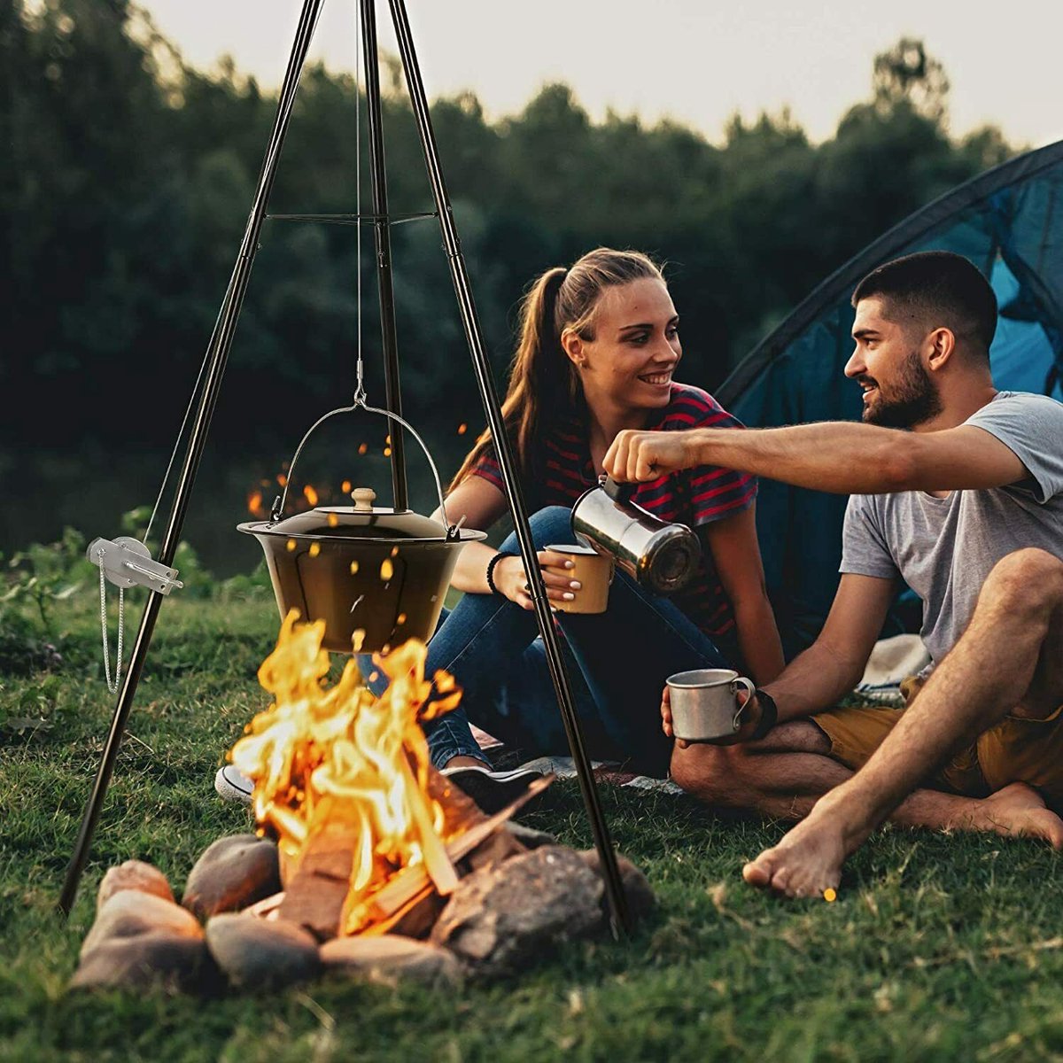 Perfect Home Traditionele Hongaarse Goulash Pot 10L - Geëmailleerd Staal Zwart - Bogrács Voor Buiten Koken