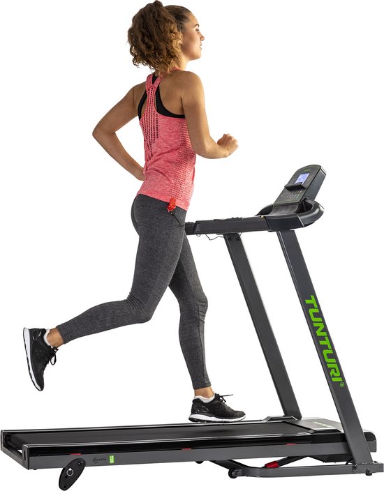 Tunturi Cardio Fit T35 Loopband inklapbaar - Hardloopband met Bluetooth - 12 trainingsprogramma's – Duidelijke monitor – 0,8 - 16,0 km/u - incl. trainings app - EU veiligheid gecertificeerd