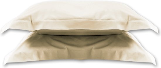 2 PCS - Seashell Excellence - Taie d' Kussensloop - satin de coton - 60x70cm - écru