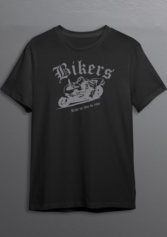 Race Bike | Bikershirt | Zwart T-shirt | Zilvere opdruk | XL