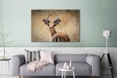 Canvas Schilderij Gazelle - Afrika - Portret - 120x80 cm - Wanddecoratie