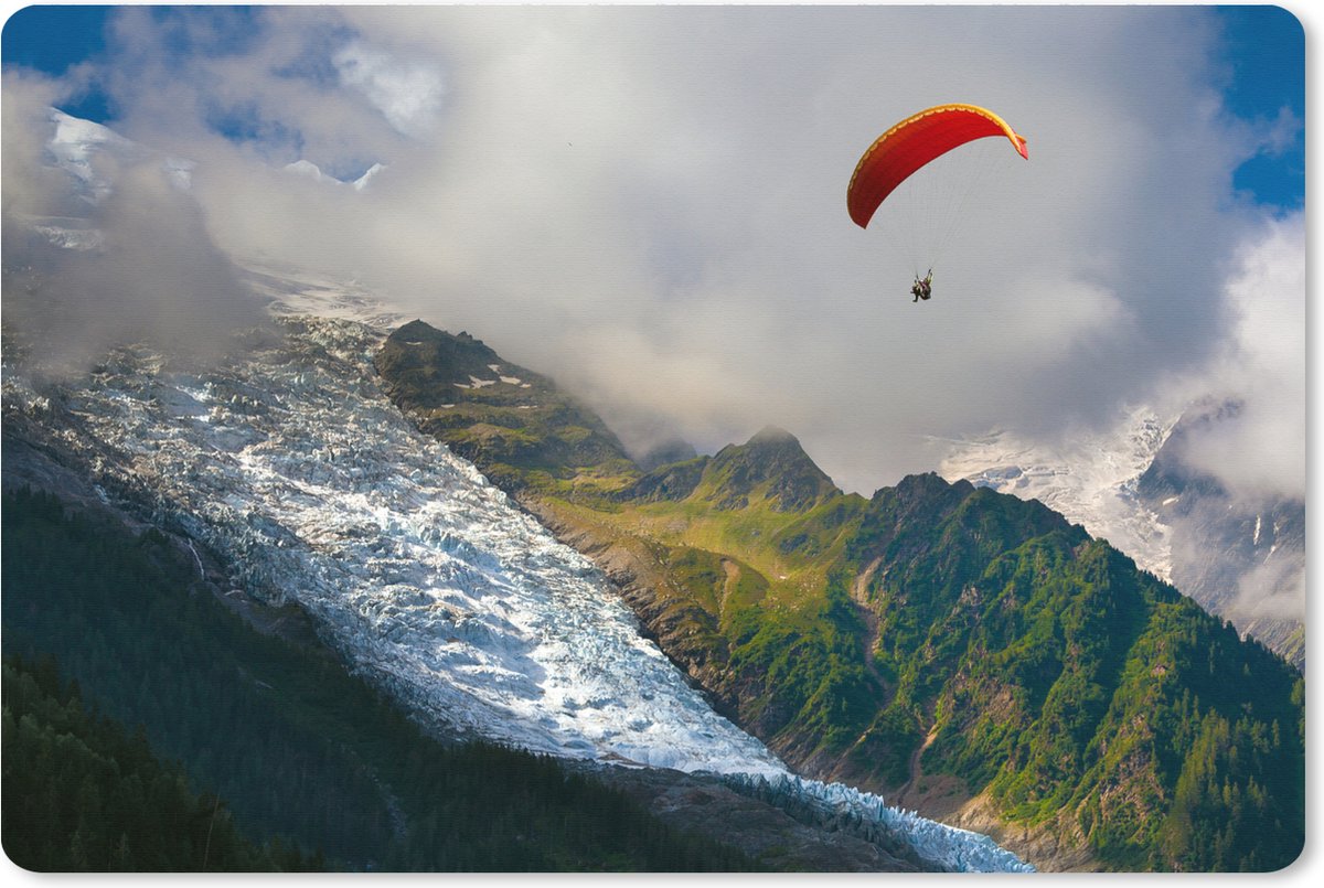 Muismat XXL 90x60 cm - Bureau onderlegger - Bureau mat Alpen - Paragliding - Sneeuw - Bureaumat - Gaming mousepad xl - Bureaulegger groot - Computer deskmat