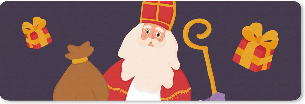 Muismat XXL 90x30 cm - Bureau onderlegger - Bureau mat Sinterklaas - Decoratie - Sint - Kinderen - Jongens - Meisjes - Kind - Bureaumat - Gaming mousepad xl - Bureaulegger groot - Computer deskmat