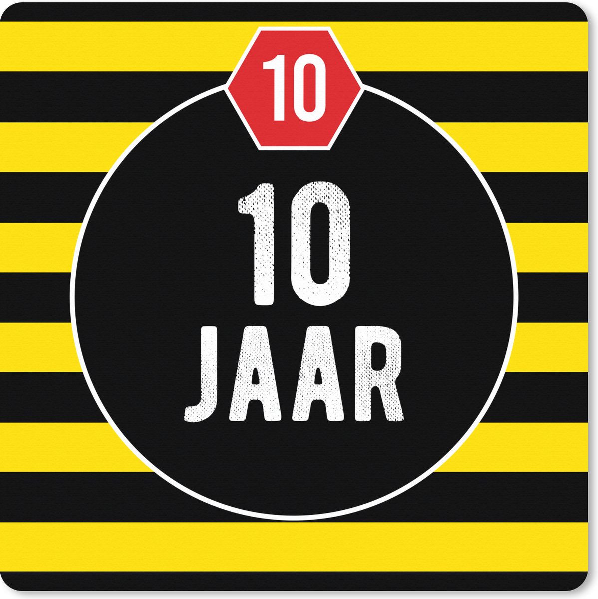 Muismat XXL 40x40 cm - Bureau onderlegger - Bureau mat Jubileum - Verjaardag - 10 Jaar - Bureaumat - Gaming mousepad xl - Bureaulegger groot - Computer deskmat