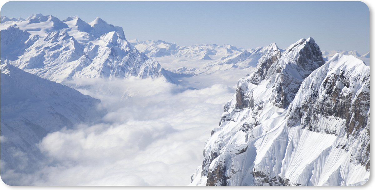 Muismat XXL 100x50 cm - Bureau onderlegger - Bureau mat Alpen - Sneeuw - Berg - Bureaumat - Gaming mousepad xl - Bureaulegger groot - Computer deskmat