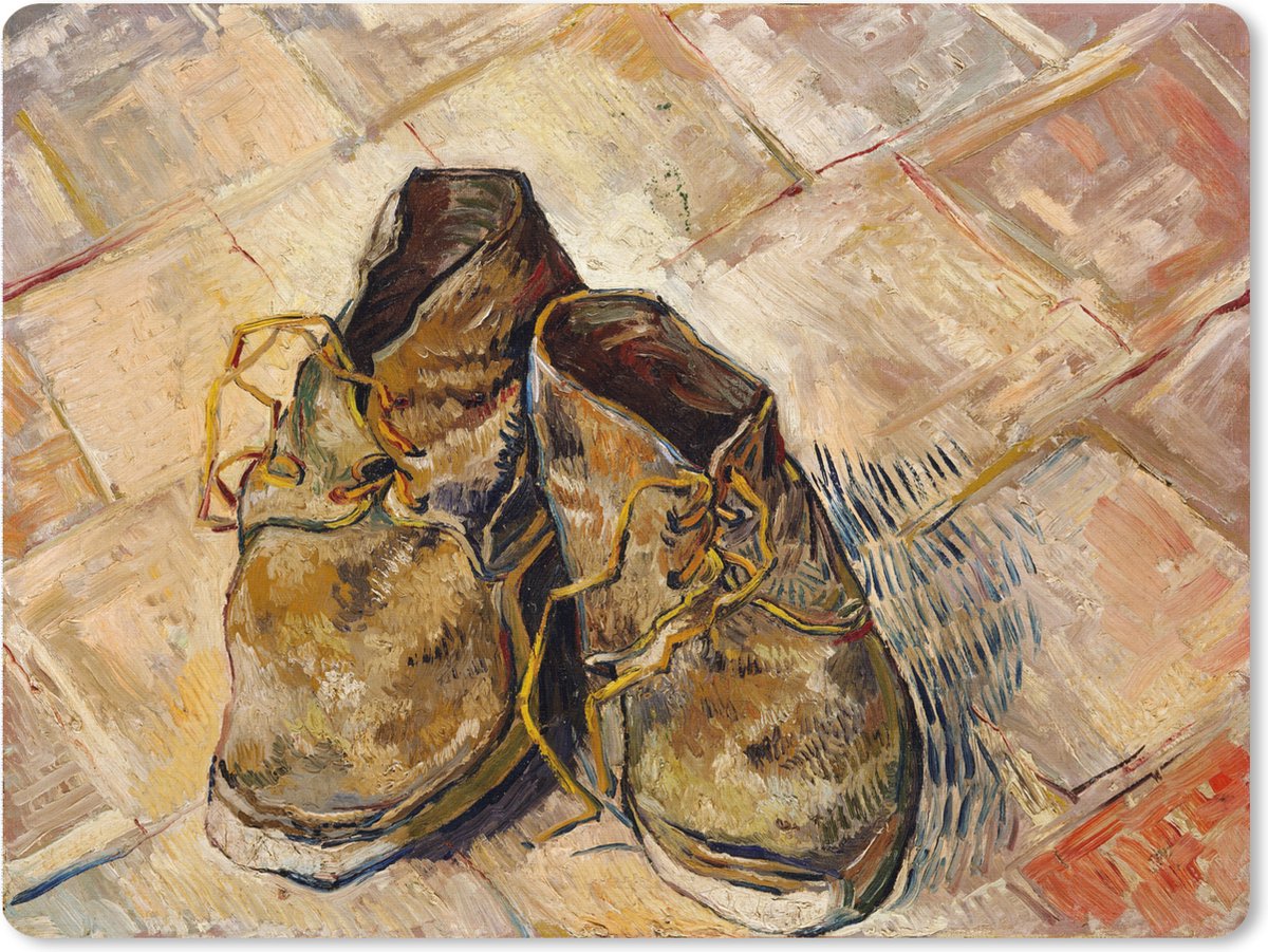 Muismat XXL 80x60 cm - Bureau onderlegger - Bureau mat Schoenen - Vincent van Gogh - Bureaumat - Gaming mousepad xl - Bureaulegger groot - Computer deskmat