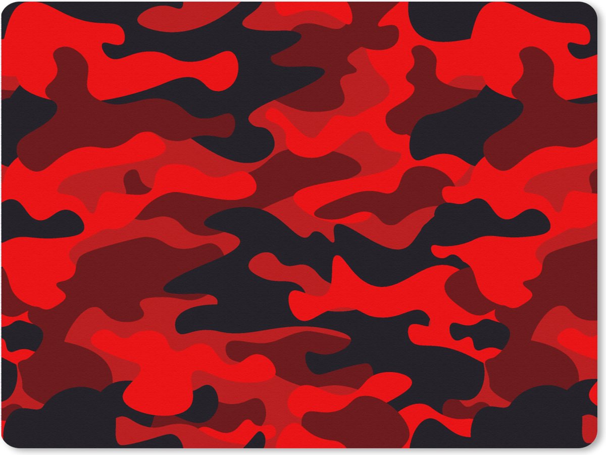Muismat XXL 80x60 cm - Bureau onderlegger - Bureau mat Camouflage - Rood - Patronen - Bureaumat - Gaming mousepad xl - Bureaulegger groot - Computer deskmat
