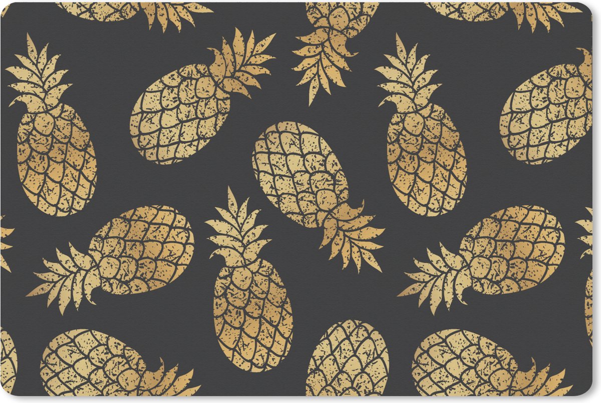 Muismat XXL 120x80 cm - Bureau onderlegger - Bureau mat Ananas - Goud - Luxe - Patronen - Bureaumat - Gaming mousepad xl - Bureaulegger groot - Computer deskmat