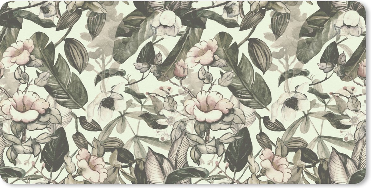 Muismat XXL 80x40 cm - Bureau onderlegger - Bureau mat Bloemen - Bladeren - Vintage - Patronen - Bureaumat - Gaming mousepad xl - Bureaulegger groot - Computer deskmat