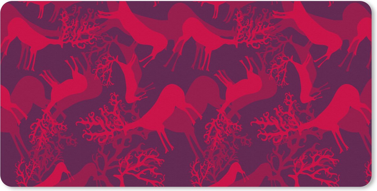 Muismat XXL 100x50 cm - Bureau onderlegger - Bureau mat Hert - Patroon - Kleuren - Bureaumat - Gaming mousepad xl - Bureaulegger groot - Computer deskmat