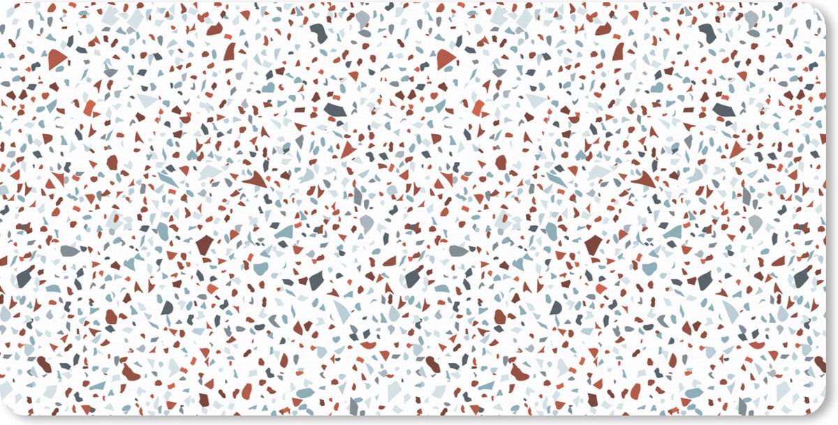 Muismat XXL 80x40 cm - Bureau onderlegger - Bureau mat Terrazzo - Design - Grijs - Bruin - Bureaumat - Gaming mousepad xl - Bureaulegger groot - Computer deskmat