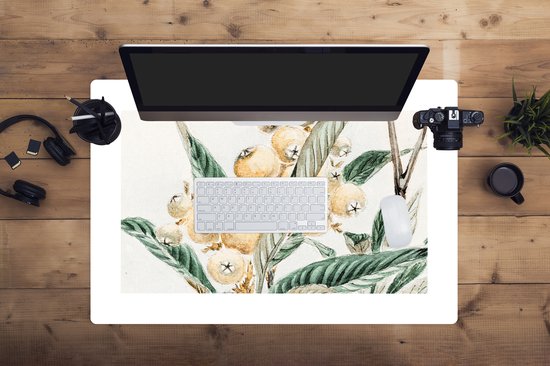 Tapis de souris XXL - Sous-main - Tapis de bureau - Baie - Japonais - Feuilles - Vintage - 90x60 cm - Tapis de souris XXL