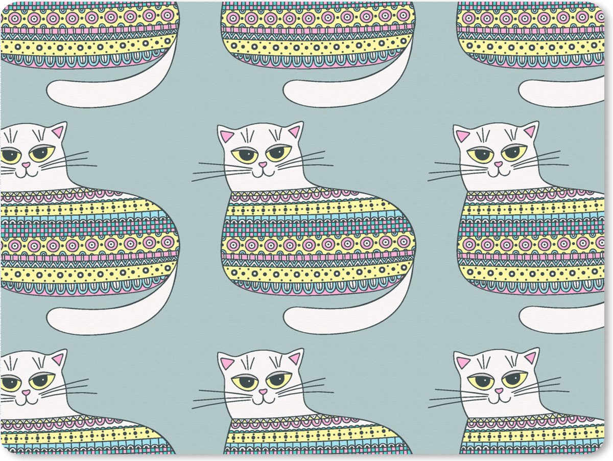 Muismat XXL 80x60 cm - Bureau onderlegger - Bureau mat Meisje - Katten - Trui - Patronen - Girl - Kids - Kinderen - Meiden - Bureaumat - Gaming mousepad xl - Bureaulegger groot - Computer deskmat