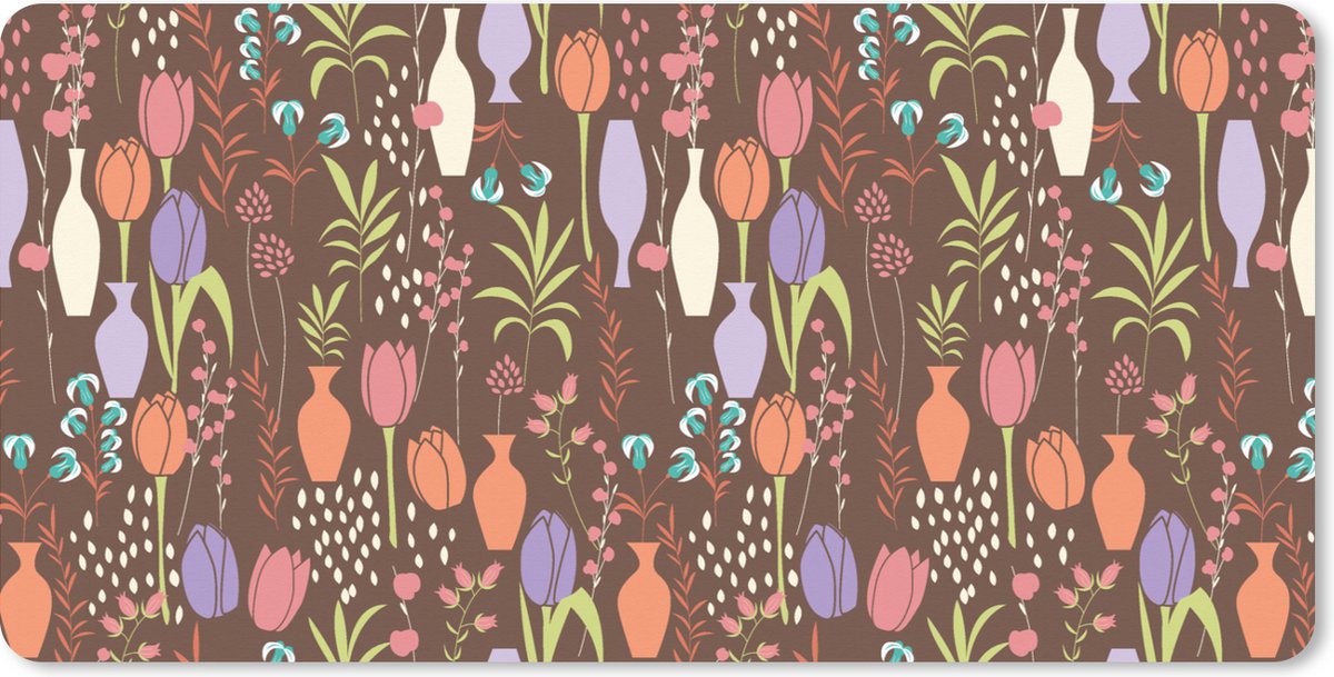 Muismat XXL 100x50 cm - Bureau onderlegger - Bureau mat Bloemen - Vaas - Patronen - Bureaumat - Gaming mousepad xl - Bureaulegger groot - Computer deskmat