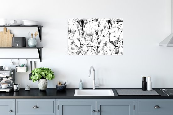 Poster Waterverf - Dieren - Planten - Jungle - Jongens - Meisjes - Kinderen - 90x60 cm