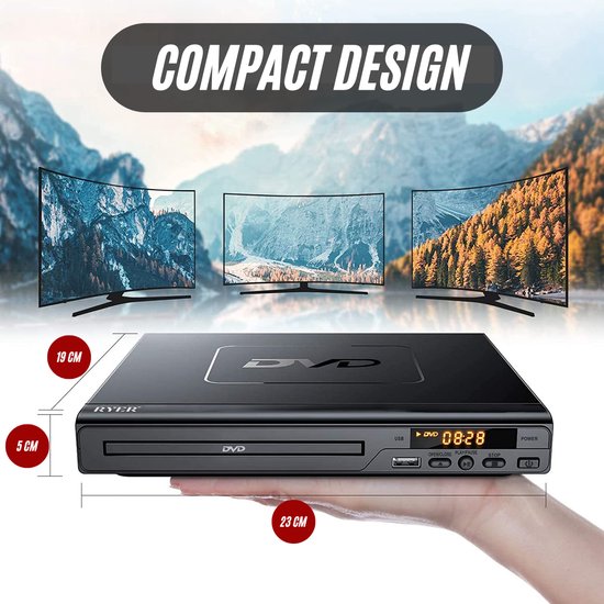 RYER DVD Speler met HDMI - Full HD - Regiovrij - USB - Met HDMI kabel van RYER — afbeelding 5
