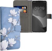 kwmobile telefoonhoesje geschikt voor Motorola Moto G52 / Moto G82 5G - Backcover voor smartphone - Hoesje met pasjeshouder in taupe / wit / blauwgrijs - Magnolia design