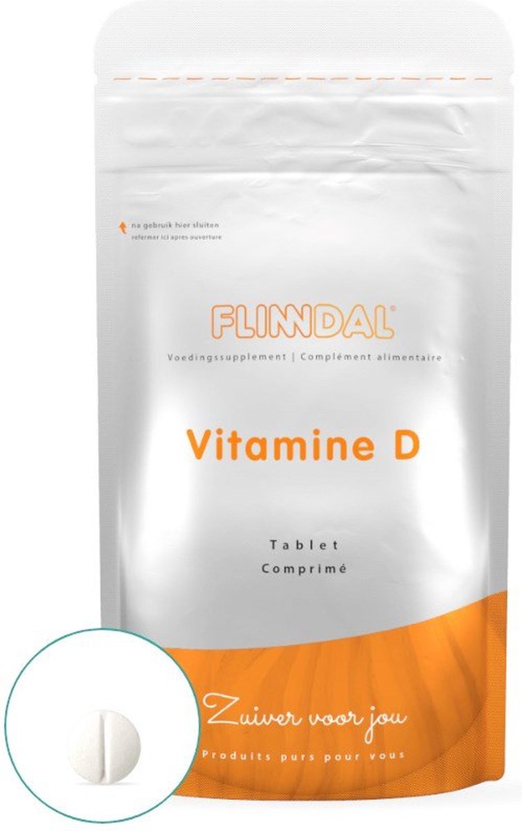 Flinndal Vitamine D Tabletten - Voor Botten, Spieren en Weerstand - 400 IE - 10 mcg Tabletjes met Vitamine D3 - 30 Tabletten