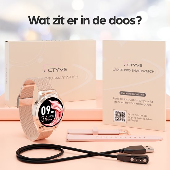 Actyve Smartwatch Dames Rosé Goud - Apple & Android - Full Touchscreen - Actyve