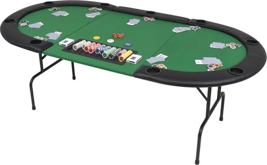 Afbeelding van het spel VidaLife Pokertafel voor 9 spelers ovaal 3-voudig inklapbaar groen